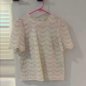 Sezane Cream Lace Women's Top